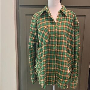 BDG Green and Orange Plaid Shirt